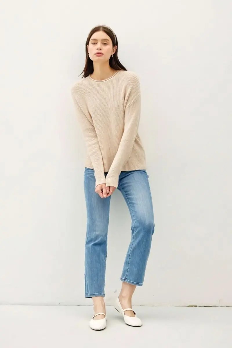 Be Cool Round Neck Long Sleeve Sweater - Love Salve